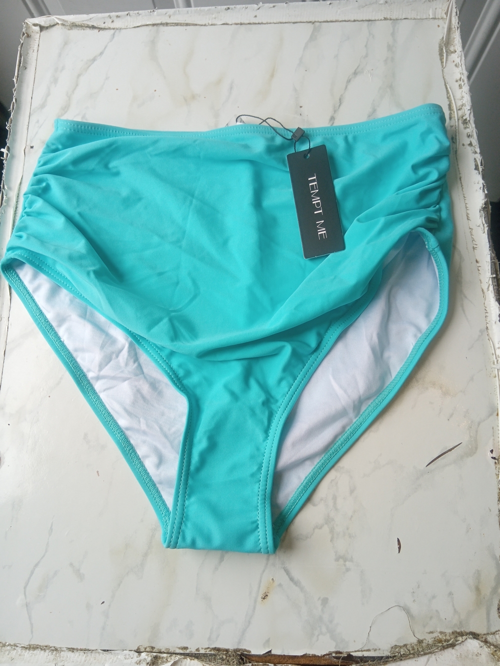 Tempt Me Women's High-Waist Bikini Bottom in Turquoise